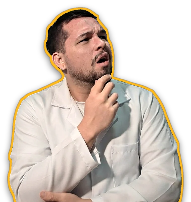 Allan Fernandes, nutricionista, com a mão no queixo